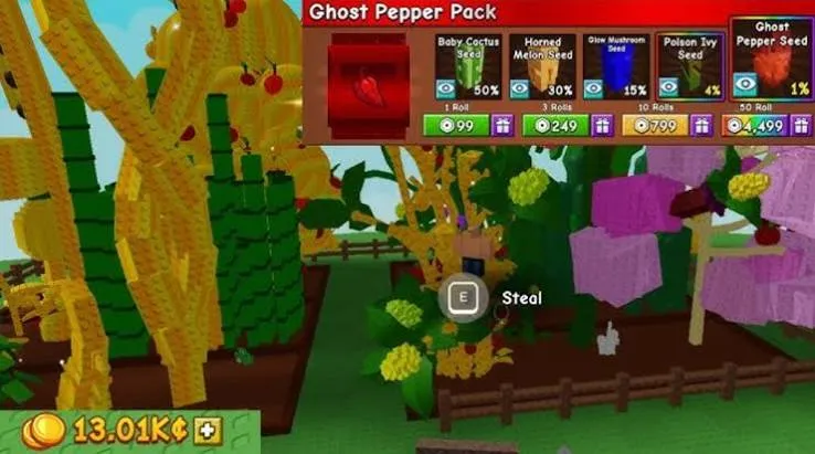 Grow A Garden 2 Ghost Pepper seed pack odds screen