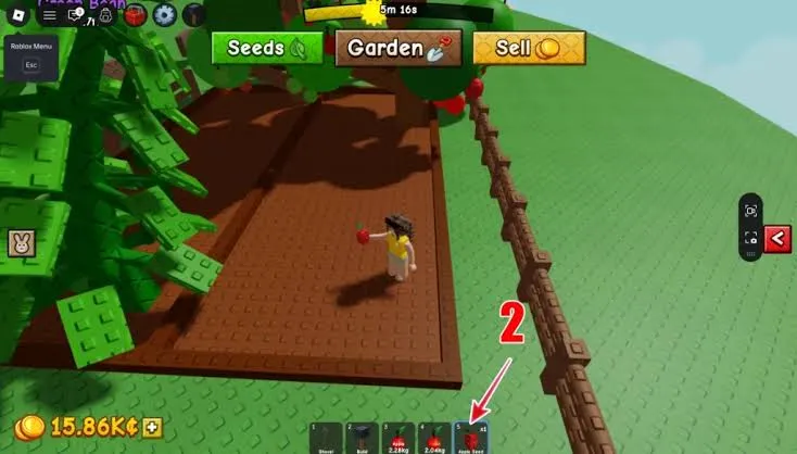 Grow A Garden 2 player holding a harvested crop